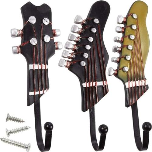 Promotion! Vintage Guitar Shaped Decorative Hooks Rack Hangers for Hanging Clothes Coats Towels Keys Hats Metal Resin Hooks Wall