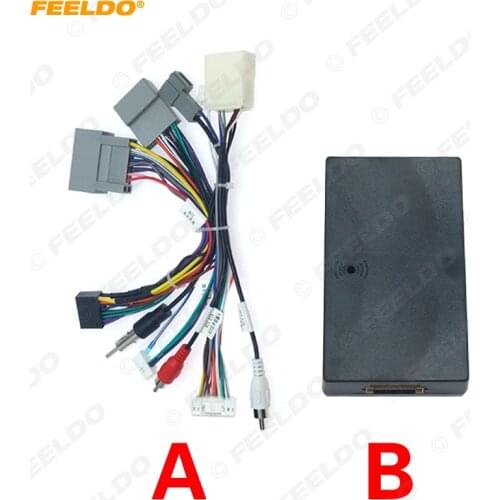 FEELDO Car Audio Radio CD Player 16PIN Android Power Calbe Adapter With Canbus Box For Honda Civic CRV Media Wiring Harness