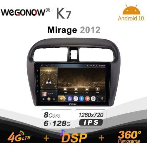 Ownice K7 6G+128G Car Radio for Mitsubishi Mirage 2012 android 10.0 BT 5.0 support Interior Atmosphere Lamp 360 4G LTE 1280*720