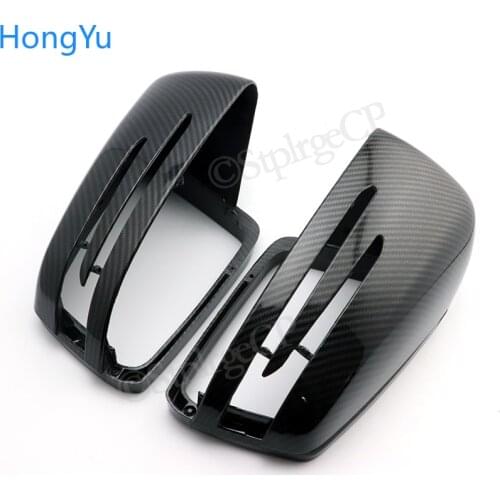 Car carbon fiber pattern bright black rearview mirror cover mirror decoration For Mercedes Benz GLA Class X156 2014 - 2018