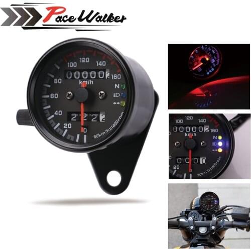 Free Shipping Universal 12V Motorcycle Speedometer Odometer motorcycle Dual Speed meter with LED Indicator speedometer bike