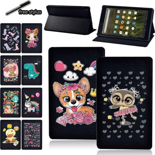 Tablet Case for Amazon Fire 7 (5th/7th/9th)/Fire HD 10 (5th/7th/9th)/HD 8 Plus/HD 8 (6th/7th/8th) Cover Case + Free Stylus