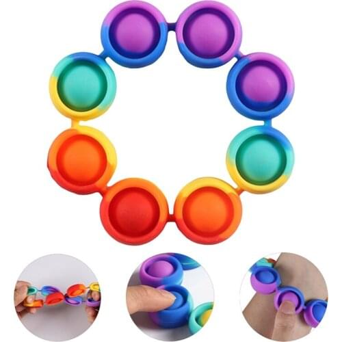 Color Bracelet Toys Soft Silicone Decompression Wristband Stress Relief Sensory Fidgeting Toy for Kids Adults