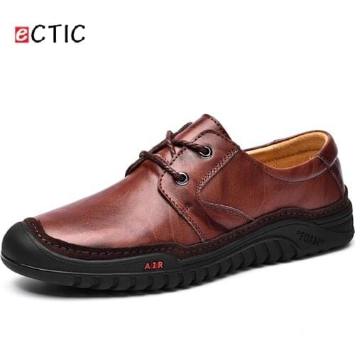 ECTIC Brand New Soft Genuine Cow Leather Shoes Men Casual Driving Oxfords Soft Footwear Zapato Cool Handsome Calcado