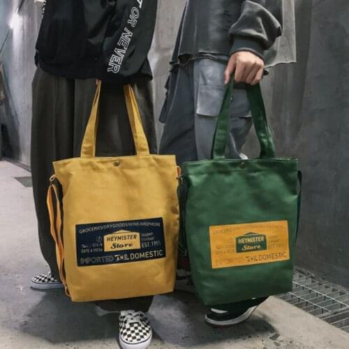 Women Canvas Shoulder Bags Unisex Handbags Cotton Cloth Concealed Buckle Tote Crossbody Bag Casual Shopping Bucket Bags for Girl