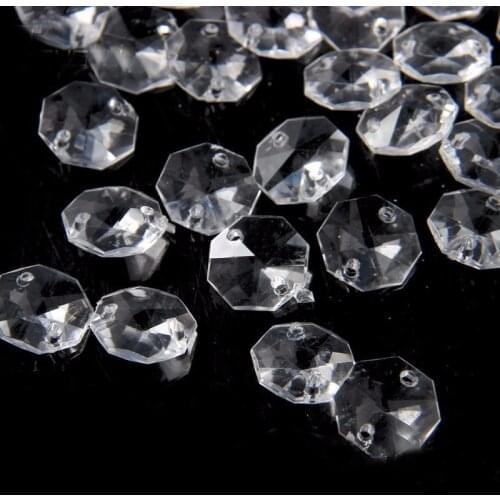 1000pcs/lot 14mm Crystal Acrylic Octagon Beads Clear Loose Beads For Strand Garland Crystal Chandelier Parts For Home Decoration