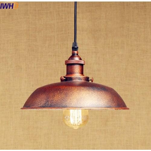 IWHD Rust Retro Vintage Pendant Lights LED Edison Style Loft Industrial Lamp Metal Iron Rustic Hanging Light Lampara Colgante