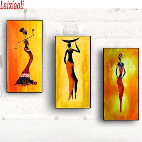 Full square round diamond painting African Woman Portrait Abstract 5D DIY embroidery cross stitch mosaic picture of rhinestones