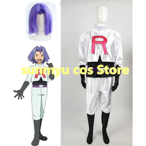 Team Rocket Pokemon Pocket Monster James Uniform Cosplay Costume Custom Size Halloween