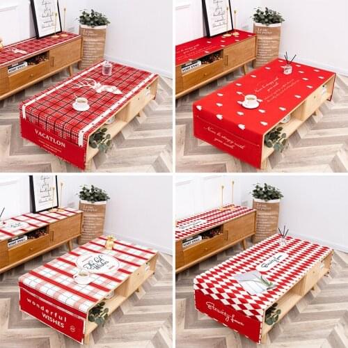 Nordic style Geometric Red check tablecloth Cover cloth Cotton and hemp fabric art Tischtuch Nappe Mantel Toalha