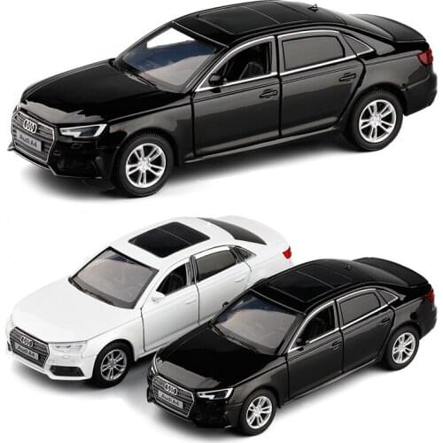 1/32 Scale High Simulation A4 Diecast Alloy Sport Model Car Toy Black White Pull Back Light For Gifts Collection Toys V127