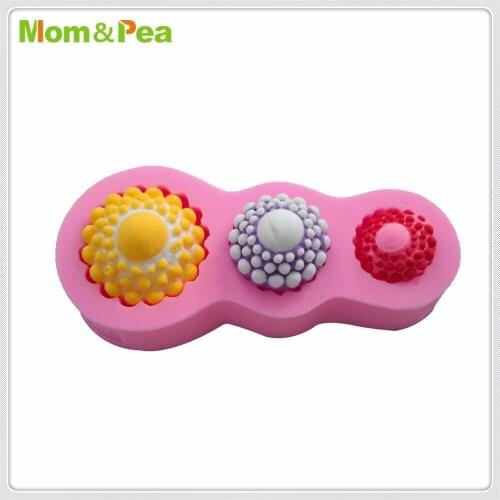 Mom&Pea MPA1818 Gem Flower Shaped Silicone Mold Cake Decoration Fondant Cake 3D Mold Food Grade