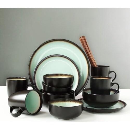 Nordic 4 people eat antique dinnerware sets personalized bowl dishes creative rice noodles bowls, pottery dishes