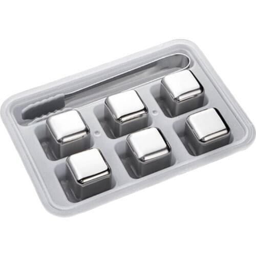 Stainless Steel Ice Cubes Clamp Set Reusable Chilling Stones for Whiskey Wine Chiller Cooler Cooling Party Bar Supplies