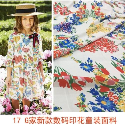 New childrens clothing love and bird printing fabrics Europe and the United States with the same pattern of womens clothing