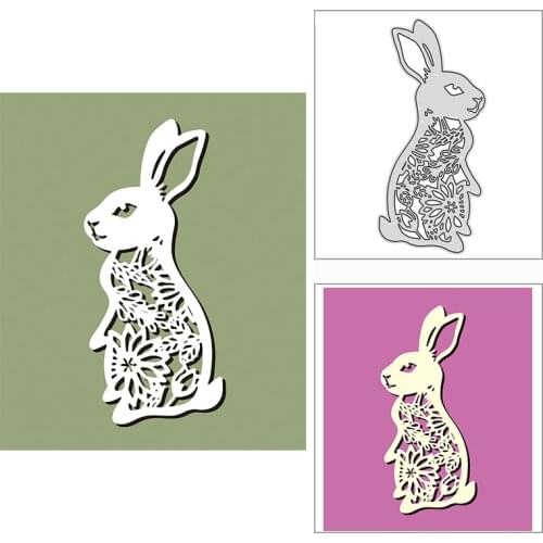 New 2021 Standing Floral Bunny Animal Metal Cutting Dies for DIY Scrapbooking and Card Making Decor Embossing Craft No Stamps