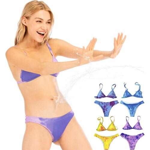 2021 New Women Swimsuit Swimwear Bikinis Bikini Set Two-Piece Sexy Push Up With Cup Padded Change Color Tie Dye Style Swimming