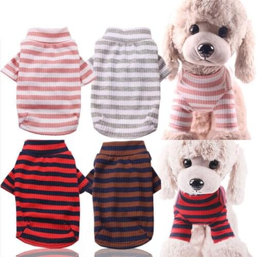 Pet Dog Clothes Autumn/Winter Cotton Striped Dog Shirts Coat For Small Dogs Chihuahua Pug Clothing Soft Puppy Costumes