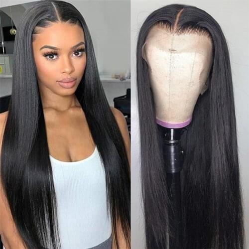 Lace Frontal Wigs T Part 150 Density Straight Lace Front Wig Straight Human Hair Wigs Transparent Non-remy Brazilian Hair Wigs