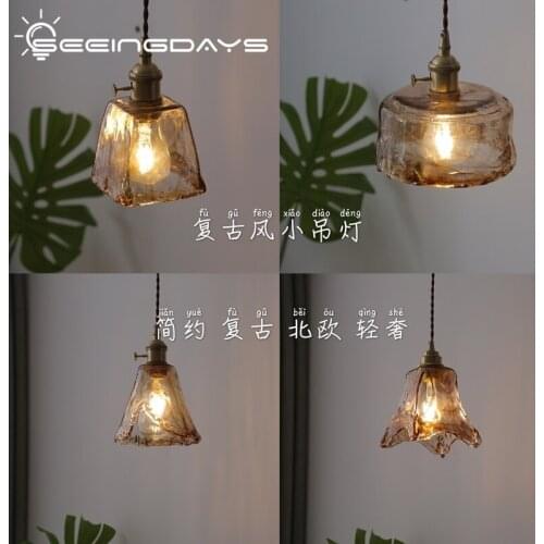 Industrial Style Japanese Retro Clear Glass Pendant Lamps For Bedroom Bedside Dining Room Glass Balcony Corridor Small Droplight