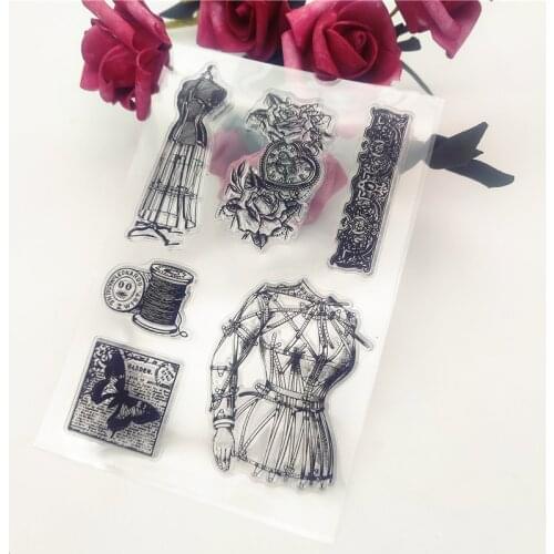 11*16CM Tailor Skirt Transparent Clear Stamps / Silicone Seals Roller Stamp For DIY Scrapbooking Photo Album/Card Making