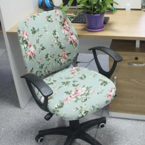 Separate Style Office Spandex Chair Cover Printed Elastic Fabric Computer Chair Slipcover 12 Colors Easy Installation 1Piece