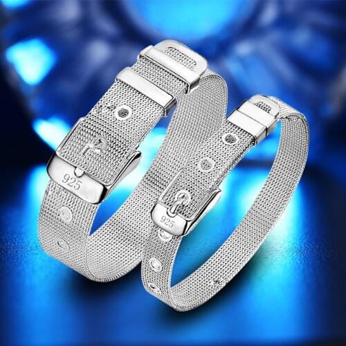 Adjustable 10MM/14MM Belt Buckle Bracelet Homme for Women Men Jewelry Mesh Net Bracelets Bangles Pulseira Para Casamento