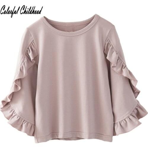 Girls Shirt 2017 Autumn Brand Baby Girls flare sleeve tops children Cute ruffles blouse toddler baby Clothing autumn winter