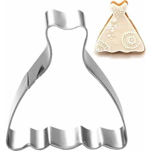 Wedding Dress Cookie Tools Cake Stencil Kitchen Cupcake Decoration Template Mold Cookie Coffee Stencil Mold Baking Fondant