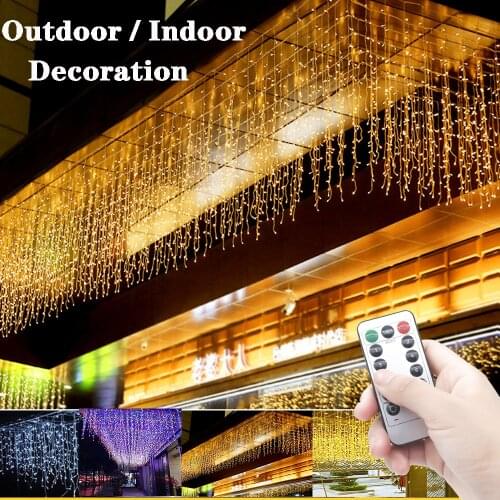 Fairy Lights 220V Christmas Garland Curtain String Lights Outdoor Waterproof For Home Wedding Garden Windoow Wall Holiday Decor