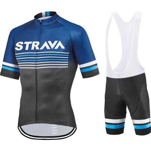 Team STRAVA Cycling Jerseys Set Bike Short Sleeve Suit Clothes Bib Breathable Gel Clothing Ropa Ciclismo Maillot Sport Wear