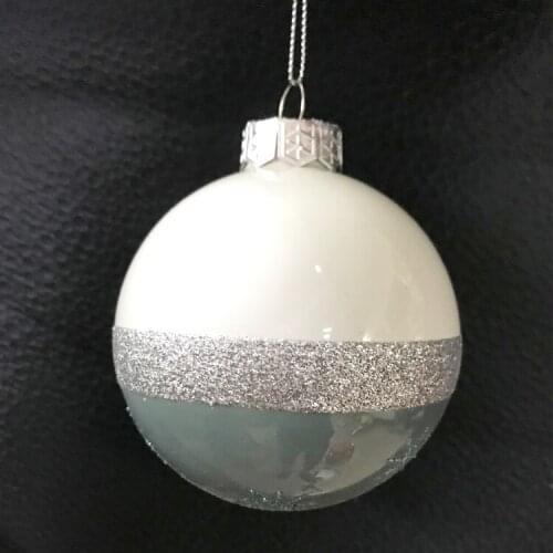 Christmas tree decoration glass ornament small shopping mall decoration 8cm Silver Circle double color ball