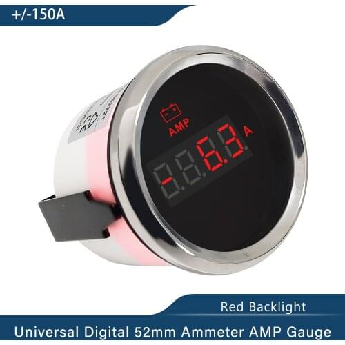 2" Digital Ammeter AMP Gauge 150A With Current Sensor With Red Backlight 12V 24V for Truck Auto Boat