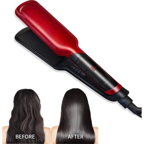 Ceramic Hair Straightener Fast Heating Plate LCD Screen Wide Flat Iron Professional Hair Styling Straightening Iron Hair Curler