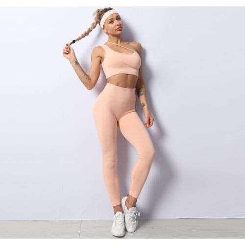Explosions yoga clothing womens suit ins solid color yoga pants fashion high waist fitness clothing sports bra set