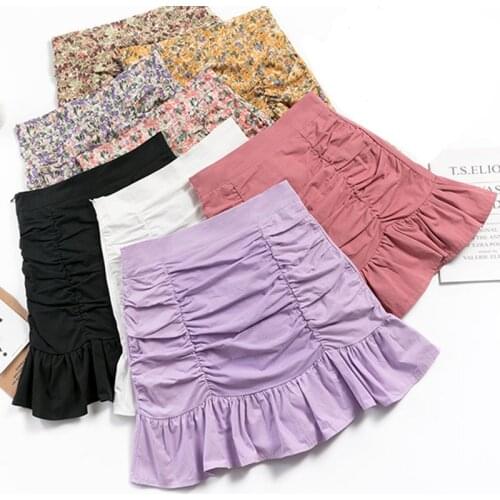 Shintimes Faldas Mujer Moda 2020 High Waist Floral A-Line Skirts Women Summer Korean Sexy Short Kawaii Mini Skirt Woman Clothes
