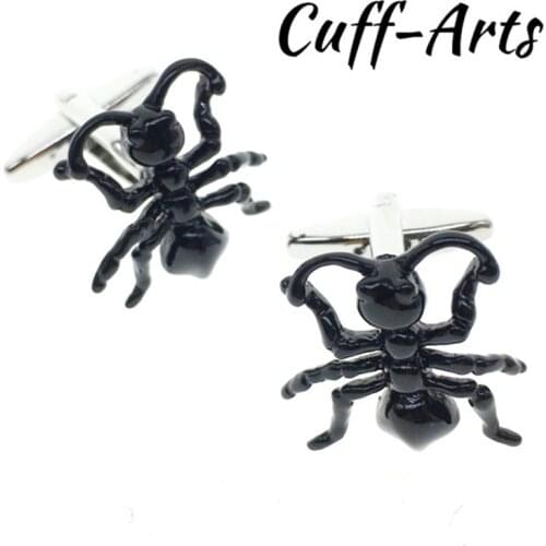 Cuffarts Cufflinks For Men Elegant Black Ant Shaped Cufflinks Luxury Mens Cuff Links Brand Shirt Accessories Men C10063