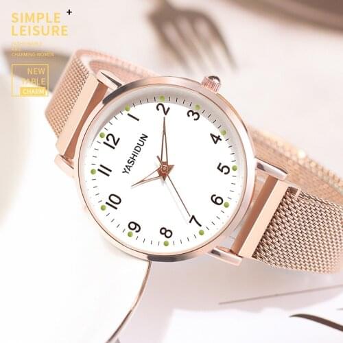 2021 Womens Watch Ultra Thin Fashion Minimalist Stainless Steel Black Rose Gold Mesh l Strap Wristwatches