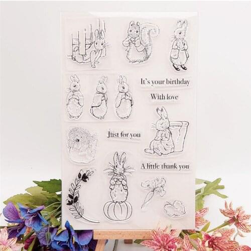 13x21cm rabbits love transparent seal clear stamps silicone seal TPR roller stamps DIY scrapbook album / card production