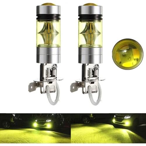 2PCS H3 100W 2323 LED 4300K YELLOW Projector Fog Driving Light Bulbs