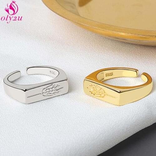 2020 Fashion Simple Golden Square Ring Classic Vintage Fork Shaped Mens Ring Wedding Engagement Jewelry Cool Strange Things