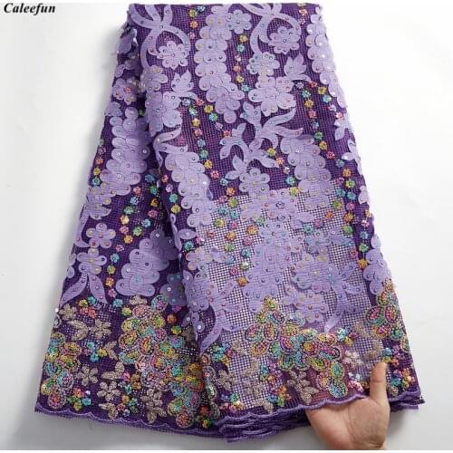 2021 High Quality African Tulle Lace Fabrics With Sequins Embroidery Mesh Wax Sequins Lace Fabric For Wedding Y2452