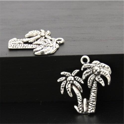30pcs Silver Color Coconut Tree Charms Pendants For Necklace Bracelet Jewelry Making DIY Handmade A2553