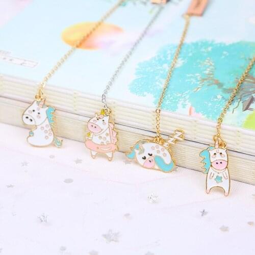 4Pcs/Set Creative Unicorn Cactus Pendant Bookmark Book Holder Message Card Gift Stationery Escolar Papelaria