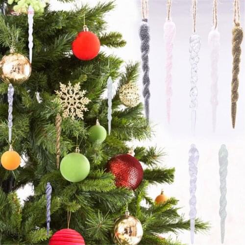 5pcs 13cm Christmas Transparent Icicle Pendant Xmas Tree Hanging Ornament New Year Christmas Party Simulation Ice Fake Icicle 5z
