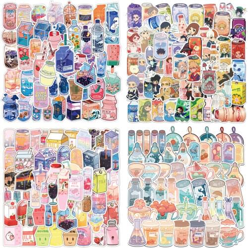 50pcs Cute Drink Stickers For Notebooks Stationery Scrapbooking Material Pink Stickers Aesthetic Adesivos Craft Supplies