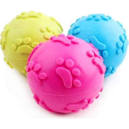 6cm Rubber Pets dog Toys squeak Ball Toys hollow paw Design Bite Ball Colorful Squeak Toys Pet Puppy Chew Toys dog trainning