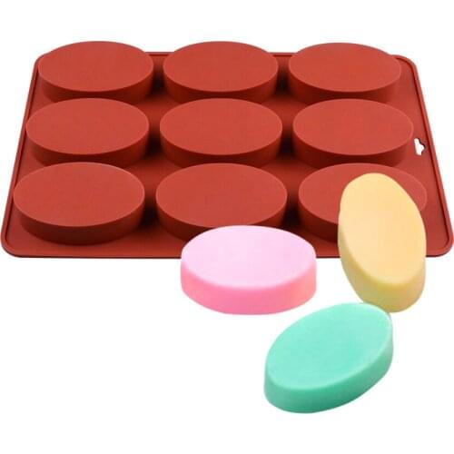9 Cavity 3D Oval Shape Silicone Soap Mold For DIY Soap Making Handmade Moulds