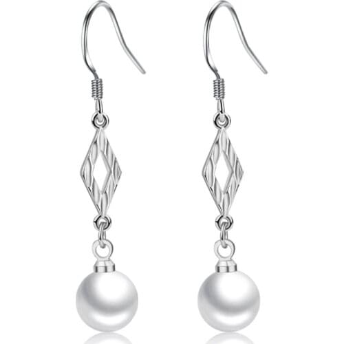 Anillos Yuzuk Solid Silver 925 Prevent Allergy Freshwater Pearl Drop Earrings Eardrop For Women Engagement Elegant Party Jewelry