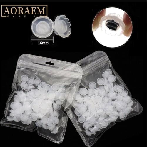 AORAEM False Eyelash Extension Blossom Cup 100pcs Glue Holder Quick Stand Flowering For Eyelashes Grafting Plastic Makeup Tools